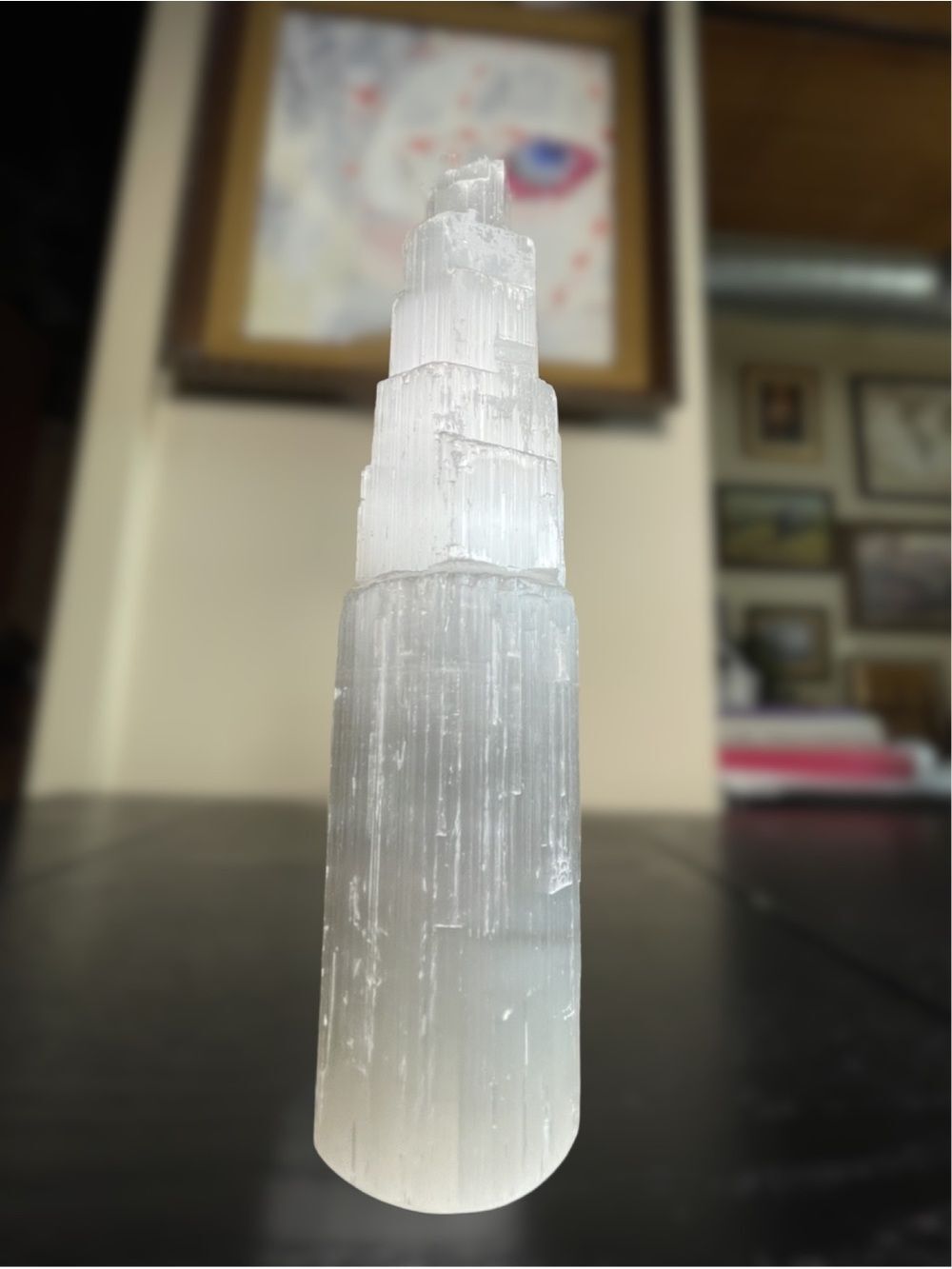 Hand Crafted White Selenite Tower Sculpture
